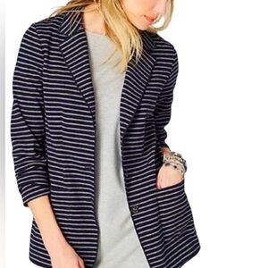 Jill Jersey Knit Wearever Blazer
Pockets 3-Button Navy Blue Gray Stripe